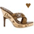Two side-by-side high-heeled shoes with brown and beige patterns, each above a heart symbol.