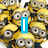 A pixelated collage of yellow Minions with multiple eyes, some wearing goggles and blue overalls, overlaid with text elements.