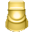 Golden cylindrical object with rounded top and bottom, rendered in pixelated style with gradient shading on light gray background.