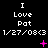A black background displays three identical of text reading "I Love Pat" with date stamps, each containing a single pink symbol that changes across observations