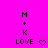 A bright pink background displays a of pixelated text and symbols with animated changes to the bottom-right symbol