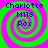 Four identical display a green and pink spiral background with blue text reading Charlotte M113 Rox in pixelated font