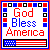 pixelated icons featuring "God Bless America" text with American flag motifs, alongside variations using "Shouldnt Mean" and "God Damn Every-Body Else" phrases in red and yellow lettering
