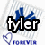 Four display sequential text changes over a blue star and striped background with 'forever' text and heart symbol