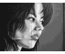 A black-and-white of 25 distinct pixelated portraits with varied expressions, hairstyles, and backgrounds in a static layout