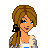Pixel art of a woman with brown hair in a side ponytail, wearing a gray jacket over a white top and black pants.