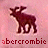 A contact sheet of 11 animated frames showing a dark brown moose silhouette on a pink background with red text "abercrombie" below each frame.