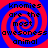 Four identical display red and blue spiral backgrounds with black text reading 'knomies are the most awesomeness animal' in a pixelated font