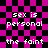 Pixelated text on a checkered background with visible distortion effects