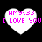Four white heart-shaped icons with pink text 'AMY<33 I LOVE YOU' on black background, two showing pixelated edges and two crisp.