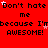 Red background with repeated black text 'Don't hate me because I'm awesome!' and small pink stars scattered throughout.