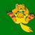 Animated yellow cat-like creature with pink accents on green background, text labels 'Tickle', 'My', and 'Paws' appear in blue pixelated font.
