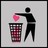 Pixelated icon shows a black silhouette figure discarding a pink heart into a trash bin with red and white checkered pattern.