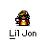 Pixel art contact sheet of Lil Jon character with multiple speech bubbles showing different text phrases across sampled frames.
