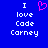 Blue background with white pixelated text reading 'I love Code Carney' and a pink heart symbol above the word 'love'.