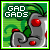 Pixel art icon with green background, red and gray mechanical elements, and text 'GAD GADS' in white and green.
