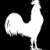 Static image of a white rooster silhouette on black background with green text 'Original Icons .com' on right side.
