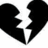 Six distinct pixel art arranged in a , each featuring broken heart motifs and text fragments on black or white backgrounds
