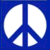 Four square icons arranged in a : blue background with white peace symbol, green background with white globe and hands holding it, red background with dark brown crossed-out wine glass, gray background as empty space