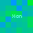 Pixelated of green and blue squares with four instances of the text 'Xan' in light cyan, arranged across the image