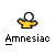 Animated contact sheet of a yellow stick figure with white head performing various poses above the text 'Amnesiac' on gray background.