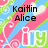 Pixelated icon with diagonal pink, blue, and green stripes; text reads 'Kaitlin Alice', '& Georgia THE PODS!', 'KAG! <3 Love ya!' over stylized 'iLY' logo.
