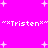 Bright pink background with scattered white pixelated stars and repeated text "*Tristen*" in white pixel font.