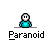 Pixel art character with white face and blue/yellow clothing in multiple poses including standing, arms outstretched, and speech bubble saying HEY!