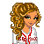 A static contact sheet of a 4x4 grid showing repeated frames from an animated AIM buddy icon featuring a cartoon woman with curly hair and red text phrases like "Man, I love that" and "dirty water" on a white background.