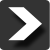 White right-pointing chevron on dark gray background with pixelated edges and shadow effect.