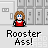 Pixel art animation of two characters in a school hallway with lockers, showing sequential poses and interactions.