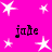 Bright pink background with white star shapes and repeated black text 'jabe' in four quadrants.