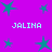 A static image with a bright purple background featuring teal star shapes and repeated text "JALINA" in light blue pixelated font.