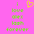 A static pixel art image with a bright pink background, displaying green text and a yellow heart symbol arranged in two