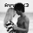 Pixelated grayscale image of two figures embracing, with text above reading 'Awww' and a small heart symbol.