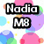 Pixelated image with text overlays on a colorful background featuring rainbow, clouds, and abstract shapes.