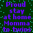Static image with purple text on dark green background, displaying repeated phrases with cyan pixel dots scattered across the background.