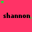 A static image with a bright pink background displaying the name 'shannon' repeated four times in black text across three , surrounded by scattered green and brown stars