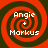 Four identical red and black spiral patterns arranged in a with white text reading "Angie + Markus" on each spiral
