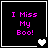 Four black square with white borders display pink text "I Miss My Boo!" and changing heart symbols