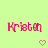 Pixelated pink text 'Kristen' appears in multiple above small pixel hearts on a light green background