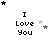 Pixelated text "I Love You" with shifting star positions across on a white background