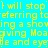 Yellow text on cyan background repeats phrases including 'I will stop', 'referring', 'a showing', 'Moagiving', and 'eye' with partial spelling variations.
