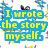 Blue and yellow text blocks on a white background with repeating blue-and-yellow patterned figures, displaying phrases about writing a story.