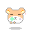 Pixelated hamster-like character with light brown fur, white muzzle, and orange inner ears; four distinct poses show closed eyes, green paw on cheek, pink blush marks, and a small red 'Z' symbol.
