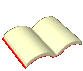 Animated sequence of a book with cream pages and red spine edges in various open states against gray background.