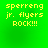 Green background with yellow pixelated text reading 'sperreng jr. flyers ROCK!!!' in four identical quadrants.