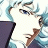A pixelated contact sheet of two animated frames showing a blue-haired anime character and text on a black background.