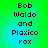 Green and blue gradient background with black pixelated text reading "Bob Waldo and Plaxico rox" in four identical quadrants.