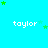 A static image with a bright cyan background, repeated white text 'taylor', and scattered green star shapes.